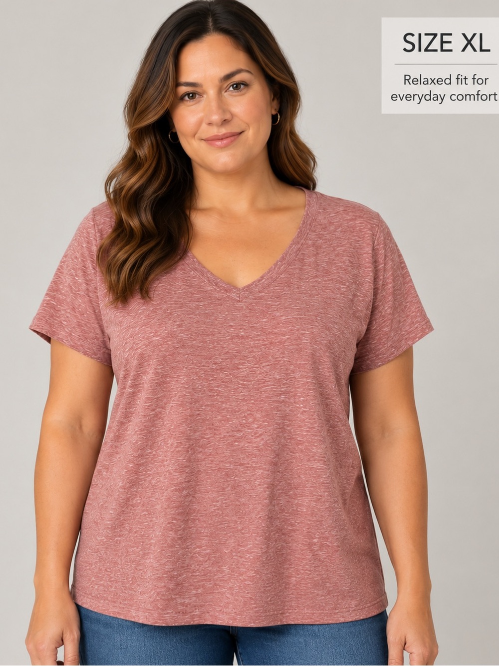 Universal Thread Rose Heather V-Neck Short Sleeve Tee